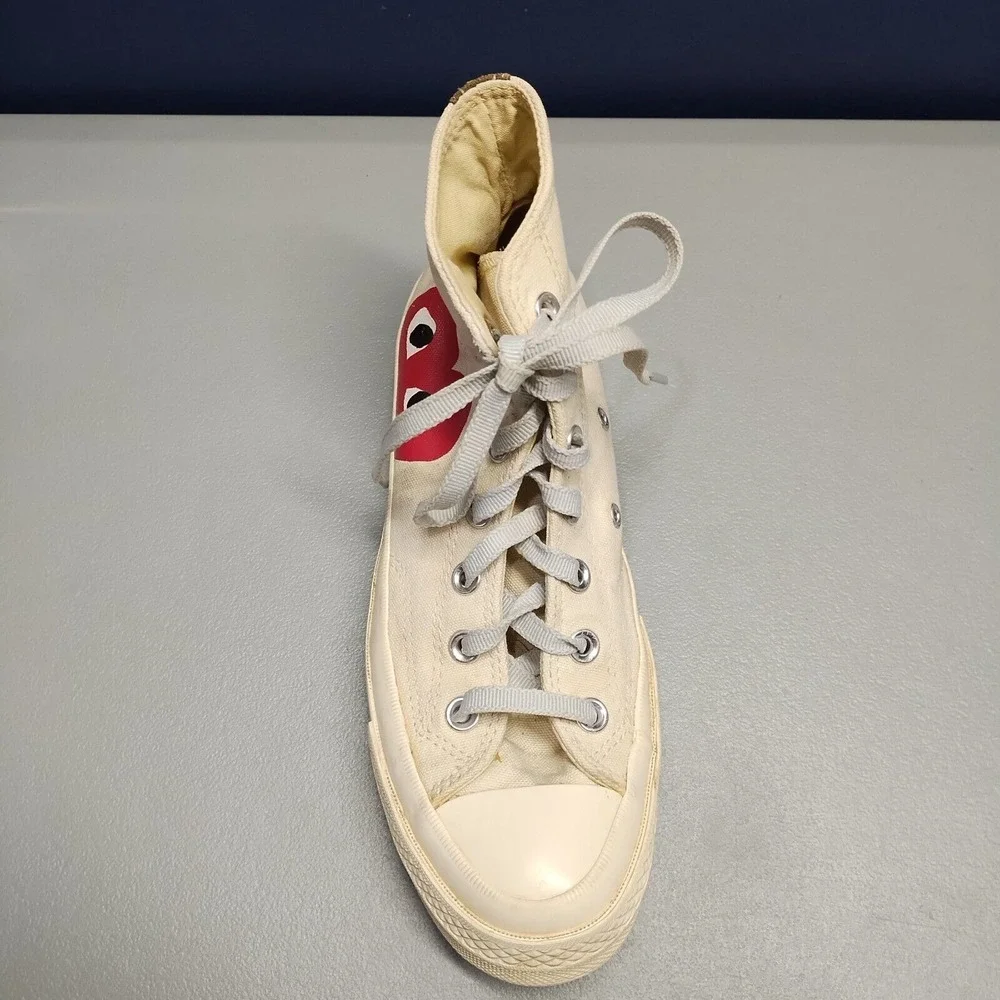 Converse All-Stars Des Garcons High Top Sneaker Mens Size 6 Cream‎ Logo Lace Up - Picture 7 of 16